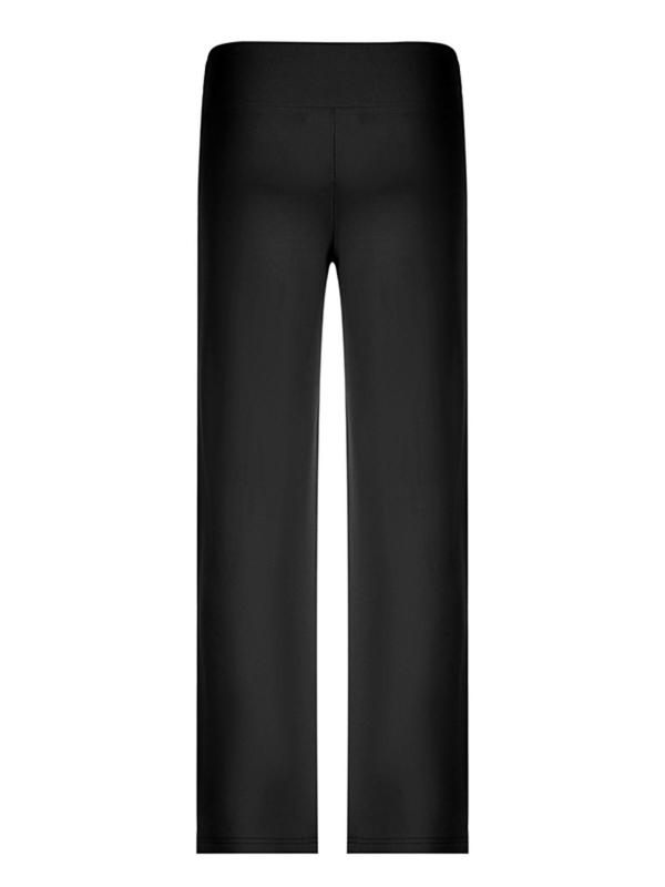 Women's Solid Drawstring Foldover Waist Straight Leg Pants,  Flattering Pants for Women, Fashion Casual Chic Drop Waist Trousers for Daily Outdoor Casual Wear, Fall Outfits 2024