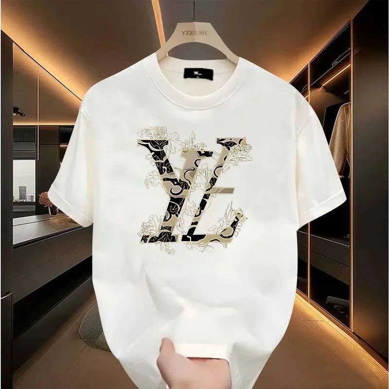 New Pure Cotton T-Shirt Minimalist Design Printed Round Neck Top Fashion Couple Style,Personalized, Loose And Versatile, Fashion, Street Style, Round Neck, 100% Pure Cotton