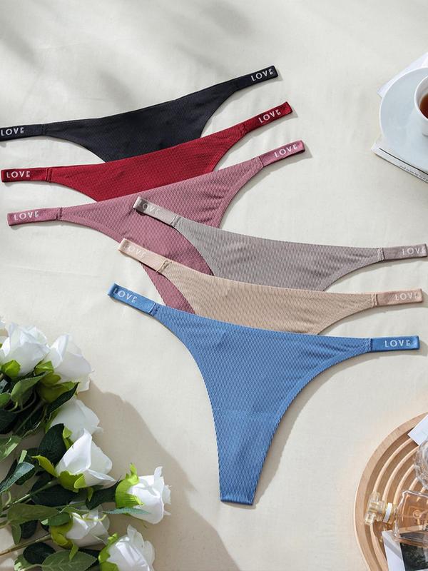 Women's Letter Print Drop Waist Thong, Soft Comfy Breathable Panty for Daily Wear, Summer Wear 2024, Comfort Underwear for All Seasons