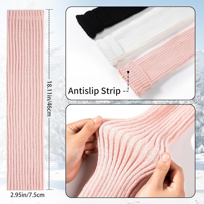 3 Pairs Leg Warmers for Women - Leg Warmers 80s Ribbed Knitted Long Socks for Party Sports