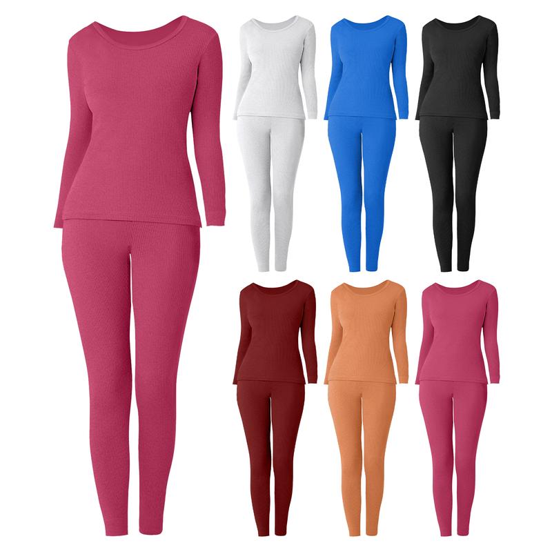 6 Piece of Randomly Selected women's Cozy Waffle Knit Thermal Set, Soft Cotton Blend, Perfect for Layering or Lounging, Comfortable Fit, Warm, Lightweight, Casual Wear, Stretchy, Everyday, Sleepwear, Relaxed, Stylish
