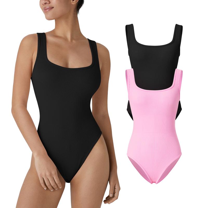 Halara 2-Piece Seamless Flow Square Neck Backless Casual Smooth Bodysuit