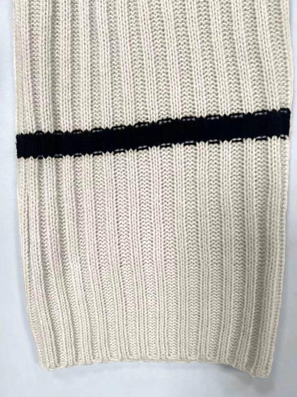 Women's Contrast Binding Drop Shoulder Sweater & Wide Leg Pants Two-piece Set, Casual Fashion Cozy Knitwear Set for Daily Outdoor Wear, Women Knitwear for Fall & Winter
