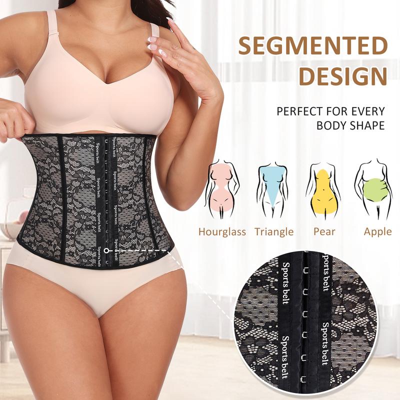 WERENA Women's Waist Trainer Corset Shapewear Tummy Control Shaping Waist Cincher Belly Band Lace Sport Belt