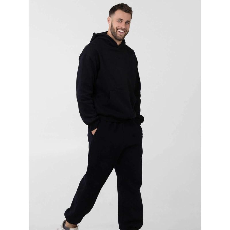 New Women's Comfrt Machine Embroidery Chinese Cotton plus Velvet Oversized Couple Hoodie Two-Piece Casual Loose Track Pants Suit Womenswear Clothing