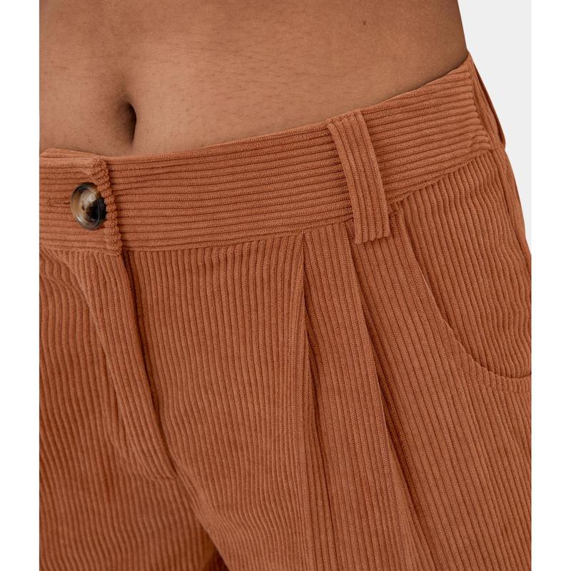 Halara Mid Rise Button Zipper Side Pocket Corduroy Casual Pants