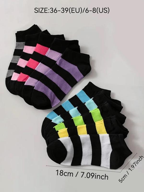 Women's 20 Pairs Random Striped Heart Polka Dot Ankle Socks, Low Cut Comfy Breathable Socks for Daily Wear, Multipack Knit Socks for Women, Mixed Color Socks for All Seasons