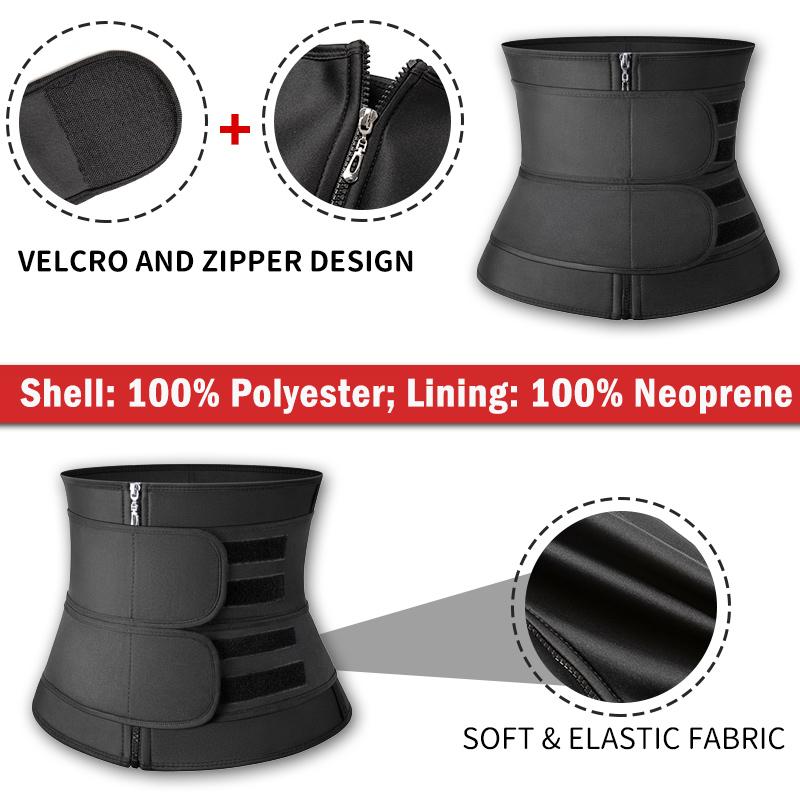 Women Sports Zipper Front Adjustable Waist Trainer Cincher Corset Belt Tummy Control Body Shaper, Fajas Para Mujer, Neoprene Sauna Workout Exercise Fitness Yoga Running Gym Shapewear Belt, Women Sportswear Fabric Polyester