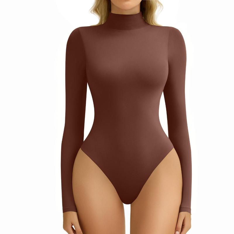 Avidlove Bodysuits for Women High Neck Long Sleeve Body Suits Snap Closure Double Lined Mock Neck Bodysuit Soft Womenswear