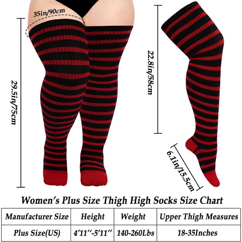 Plus Size Thigh High Socks for Women Knit Cotton Extra Long Halloween Over The Knee High Socks Leg Warmers