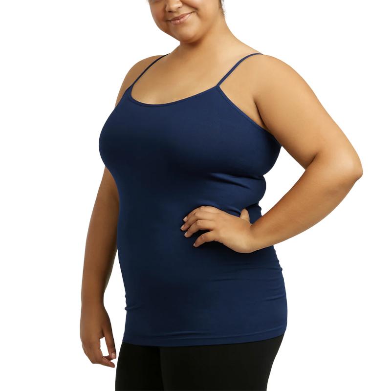 3 Pack Women's Curvy Plus Size Seamless Scoop Neck Camisole Tank Top with Adjustable Spaghetti Strap Plus Free Size, Stretch Seamless Sleeveless Basic Layering Gym Athletic Yoga Tops, Womenswear Basic Undershirts Camisoles, Everyday Layers Comfort Lady