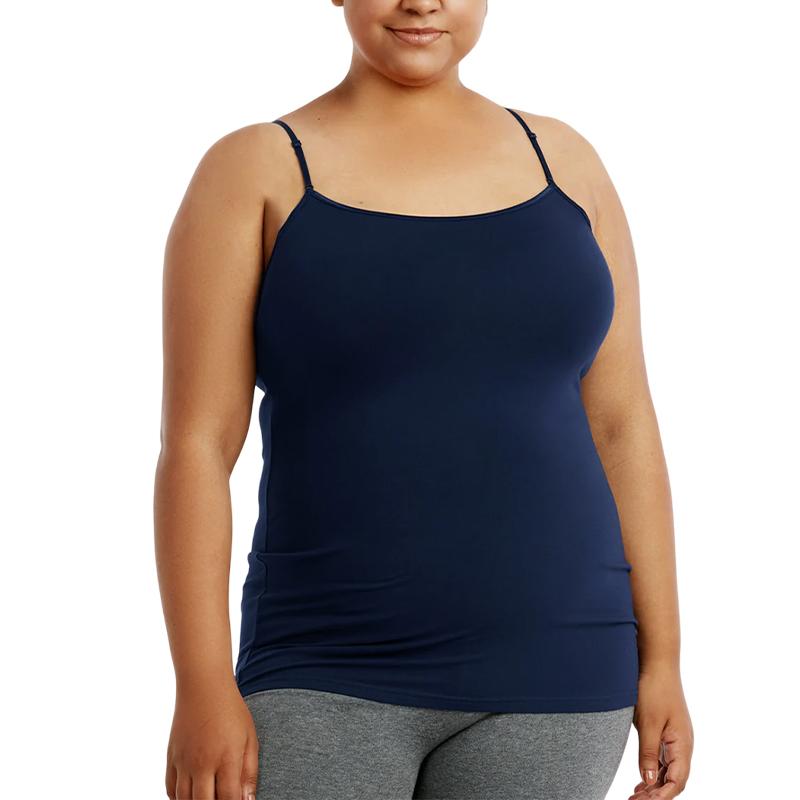 3 Pack Women's Curvy Plus Size Seamless Scoop Neck Camisole Tank Top with Adjustable Spaghetti Strap Plus Free Size, Stretch Seamless Sleeveless Basic Layering Gym Athletic Yoga Tops, Womenswear Basic Undershirts Camisoles, Everyday Layers Comfort Lady