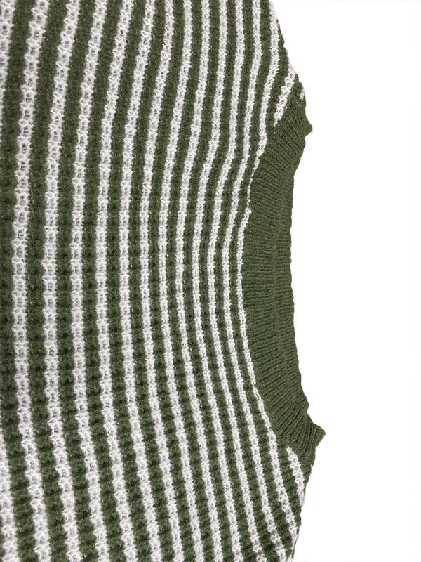 Women's Striped Print Off Shoulder Knit Top, Casual Bishop Sleeve Jumper for Fall & Winter, Fashion Ladies' Knitwear for Daily Wear