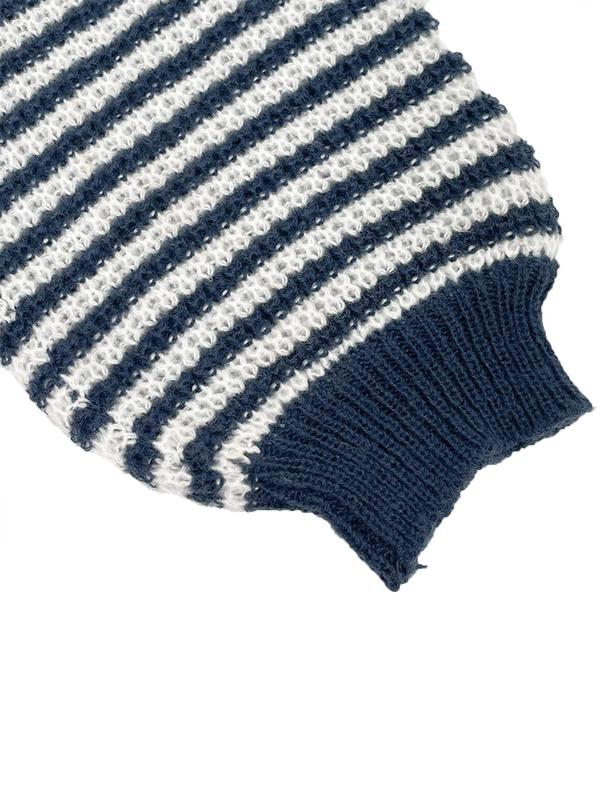 Women's Striped Print Off Shoulder Knit Top, Casual Bishop Sleeve Jumper for Fall & Winter, Fashion Ladies' Knitwear for Daily Wear