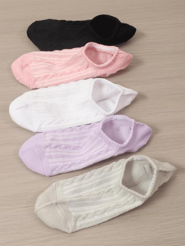 Women's 10 Pairs Textured Invisible Socks, Casual Soft Comfy Breathable Socks For Daily Wear, Women's Socks & Hosiery