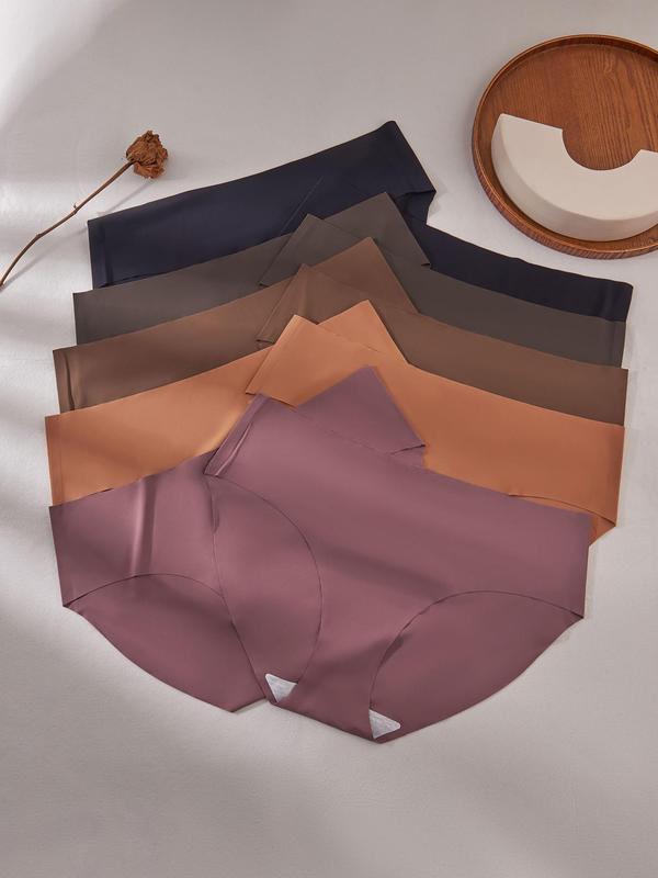  10pcs Solid Color Panty, Soft Comfy Breathable Knicker for Daily Wear, Women's Underwear for All Seasons