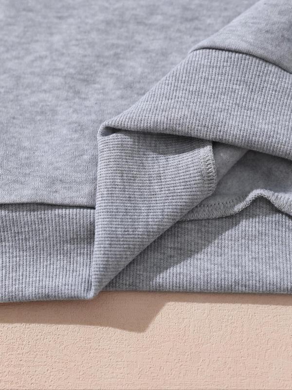Women's Cowboy & Letter Print Drop Shoulder Sweatshirt, Casual Long Sleeve Round Neck Pullover for Fall & Winter, Ladies Clothes for Daily Wear