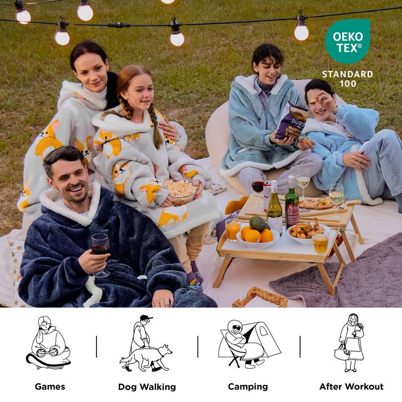 Bedsure Heated & Non-Heated Wearable Blanket Hoodie with Giant Pocket ,Oversized Hood,Elasticated Cuffs, Utra-Soft Flannel&Sherpa Blankets,4 Time Settings,6 Heating Setting and 3 hrs Timer Auto Shut Off,Luxurious Christmas Gifts Comfort  Plush Womenswear