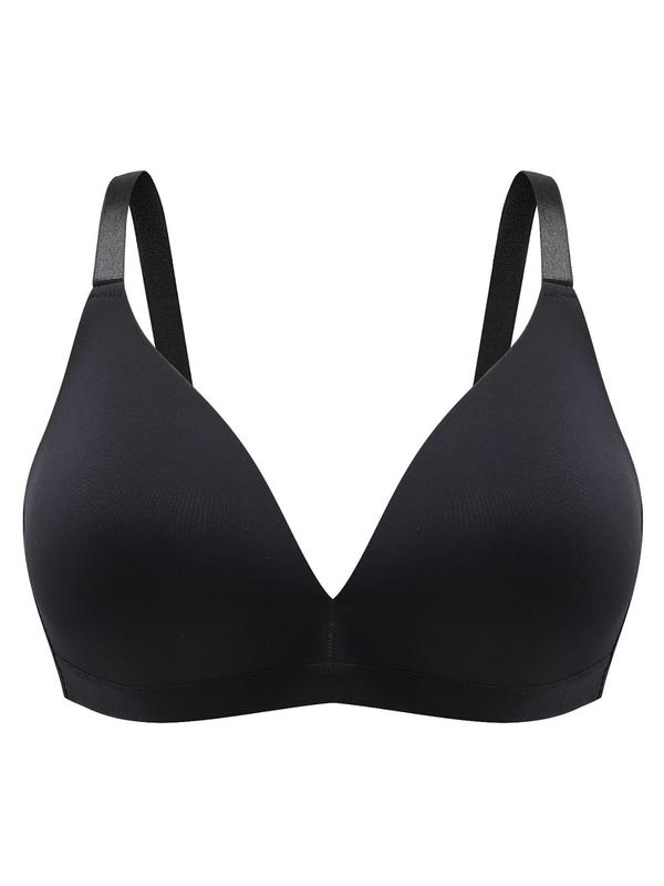  Women's Solid Wireless Bralette, Comfortable Breathable Adjustable Strap Bra, Soft Lightweight Lingerie for All Seasons