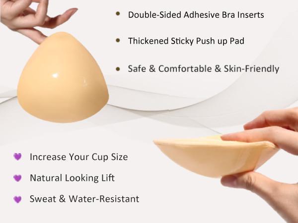 KISWON 2024 Newest Double-Sided Sticky BraInserts Adhesive Bra Pads Push up BreastEnhancers Pads Reusable Padded Uitra LiftInserts