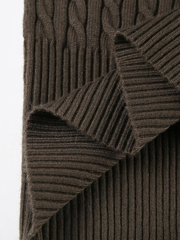 Women's Plain Cable Knit Halter Sweater, Casual Slim-fitting Long Sleeve Jumper for Fall & Winter, Ladies Knitwear for Daily Wear