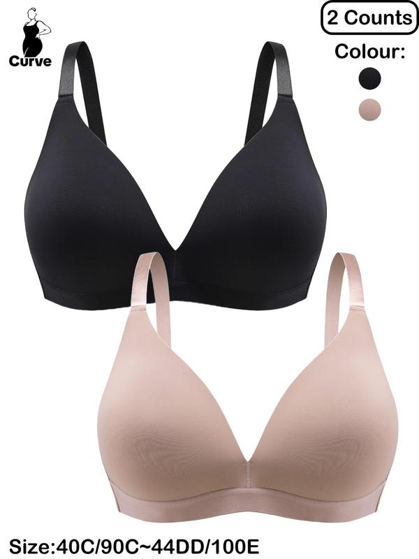  Women's Solid Wireless Bralette, Comfortable Breathable Adjustable Strap Bra, Soft Lightweight Lingerie for All Seasons