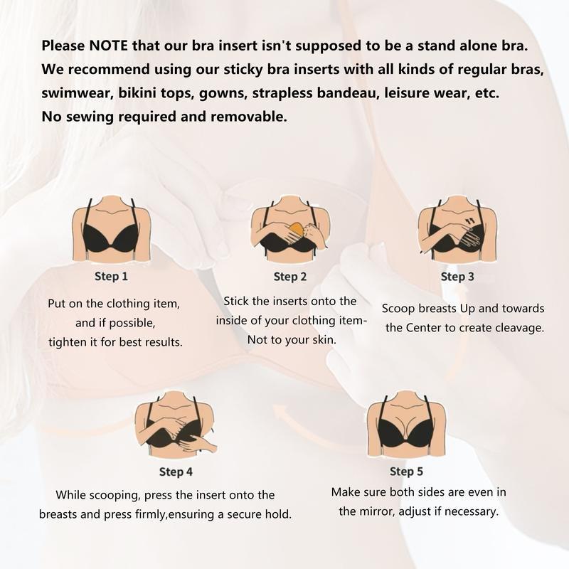 KISWON 2024 Newest Double-Sided Sticky BraInserts Adhesive Bra Pads Push up BreastEnhancers Pads Reusable Padded Uitra LiftInserts