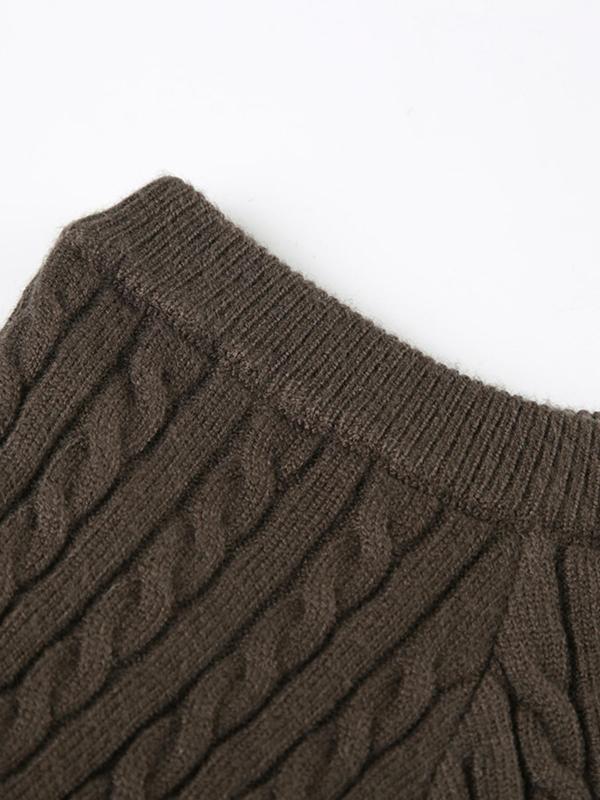 Women's Plain Cable Knit Halter Sweater, Casual Slim-fitting Long Sleeve Jumper for Fall & Winter, Ladies Knitwear for Daily Wear
