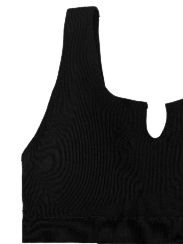 Plus Size Solid Notched Neck Wireless Bra, Casual Comfortable Breathable Push Up Bralette for Daily Wear, Women's Plus Size Lingerie for All Seasons