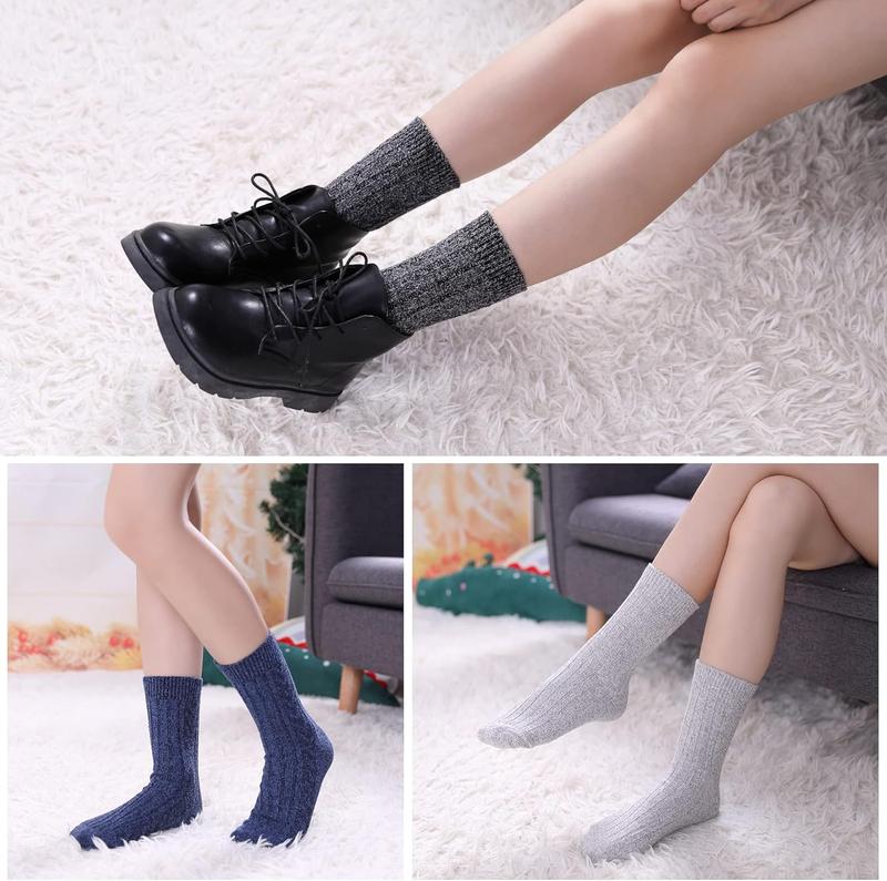 Womens 5 Pairs Soft Thick Comfort Casual Cotton Warm  Crew Winter Socks