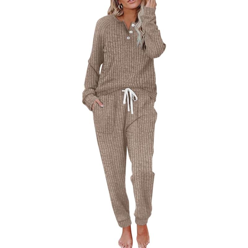 WIHOLL Two Piece Outfits for Women Lounge Sets Button Down Sweatshirt Sweatpants Sweatsuits Set with Pockets