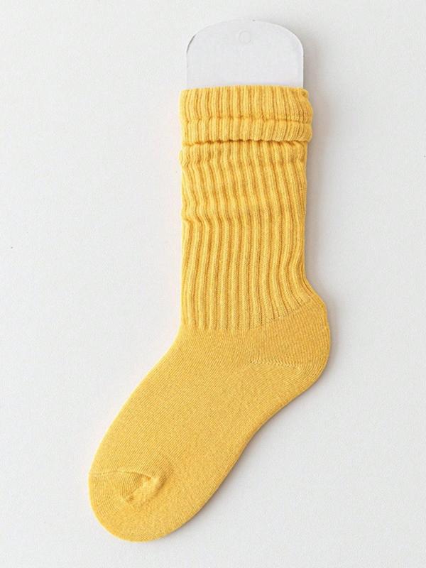 Women's Solid  Crew Socks, Casual Soft Comfy Breathable Socks for Daily Wear, Women's Socks for All Seasons