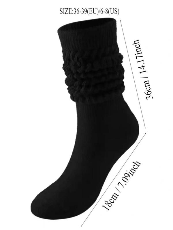 Women's Solid  Crew Socks, Casual Soft Comfy Breathable Socks for Daily Wear, Women's Socks for All Seasons
