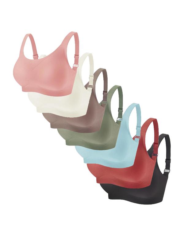 Women's Solid Wireless Bra, Casual Adjustable Strap Backless Bra, Soft Comfortable Breathable Bralettes Lingerie for Daily Wear