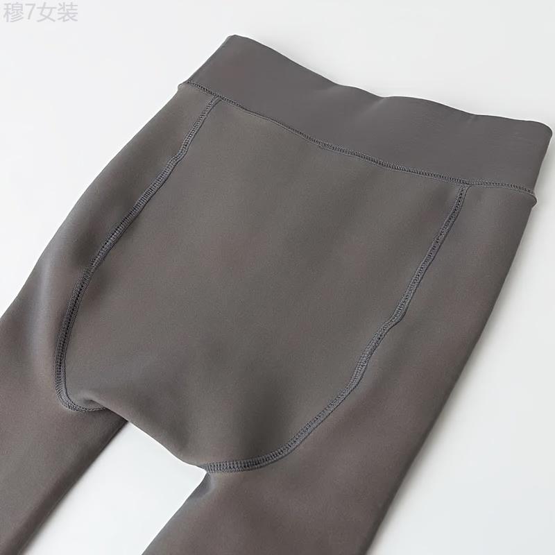 1 Pair of Women's Elegant High Waist Thermal Pantyhose Leggings - 80% Polyester, 20% Spandex Fleece-Lined Tights with Contrast Mesh Detail and Hand Washable Solid Color Knit Fabric Womenswear Bottom Comfort Basic Minimalist