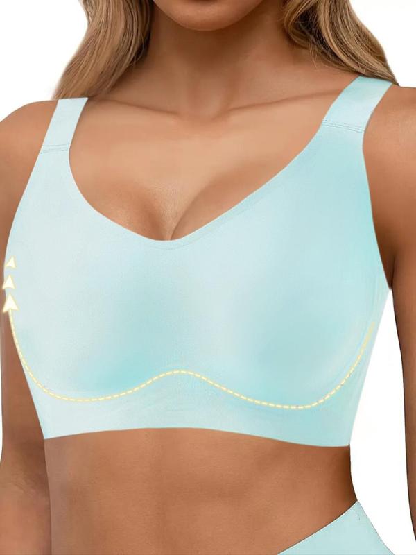 Women's Solid Wireless Bra, Casual Adjustable Strap Backless Bra, Soft Comfortable Breathable Bralettes Lingerie for Daily Wear