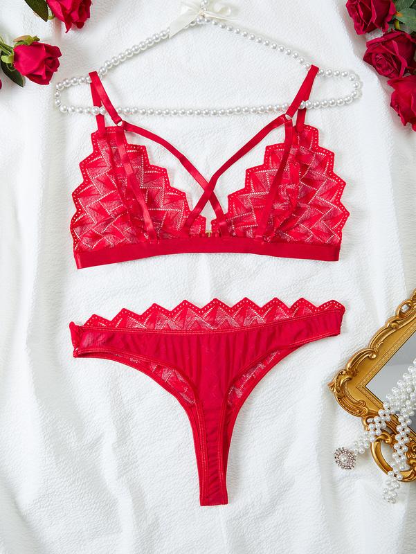 Sexy cross bra and panty set