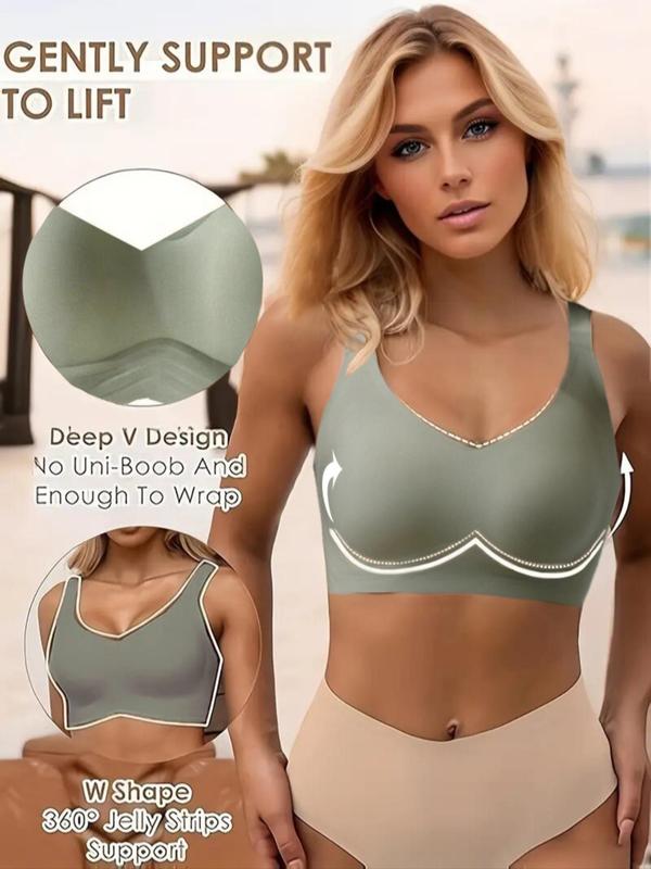 Women's Solid Wireless Bra, Casual Adjustable Strap Backless Bra, Soft Comfortable Breathable Bralettes Lingerie for Daily Wear