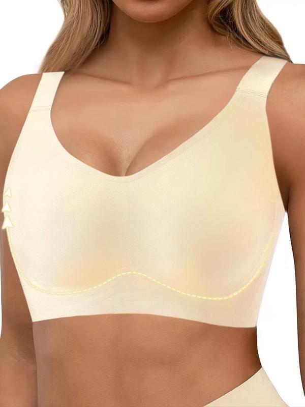 Women's Solid Wireless Bra, Casual Adjustable Strap Backless Bra, Soft Comfortable Breathable Bralettes Lingerie for Daily Wear