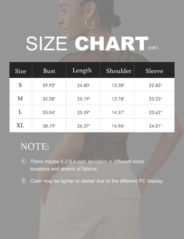 LOMON Womens Mesh Top Long Sheer Lace Top Cap Sleeve Embroidery Sheer Blouse Sexy See Through Shirt Lace Tops S-XL