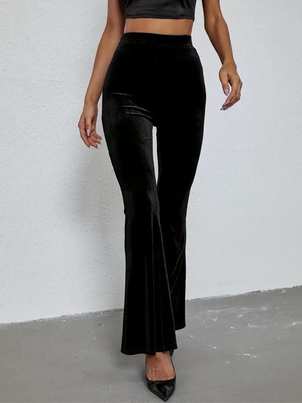 Women's High Waist Flare Leg Pants, Casual Comfy  Bell Bottom Trousers for Daily Wear, Ladies Bottoms for Fall & Winter