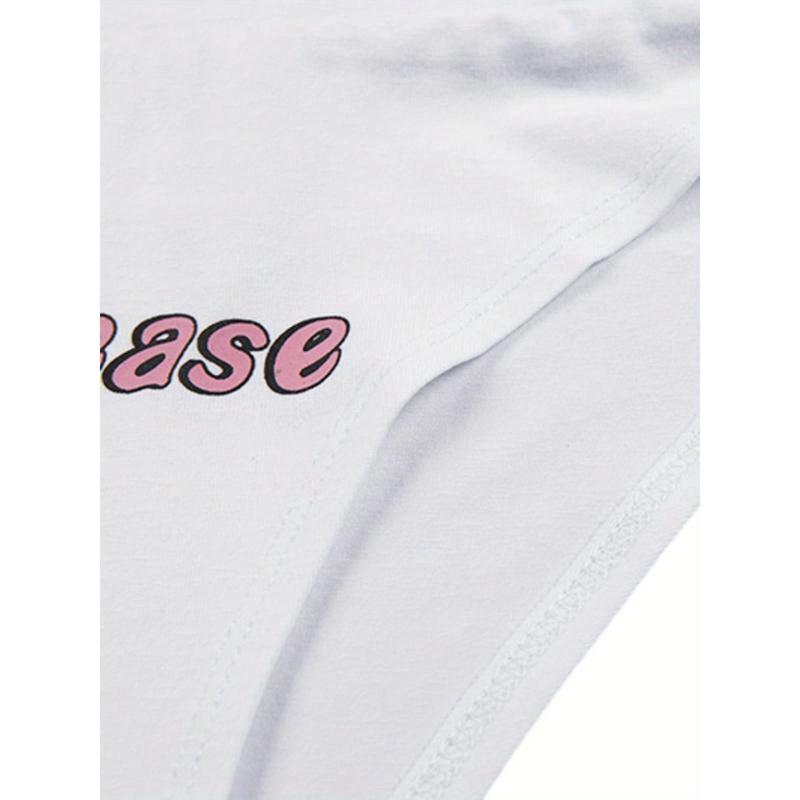 Two-Piece Women'S Polyester Sexy Lingerie Set, Alphabet Print, Off the Shoulder Crop Top & Panties, Woven Fabric, for Spring
