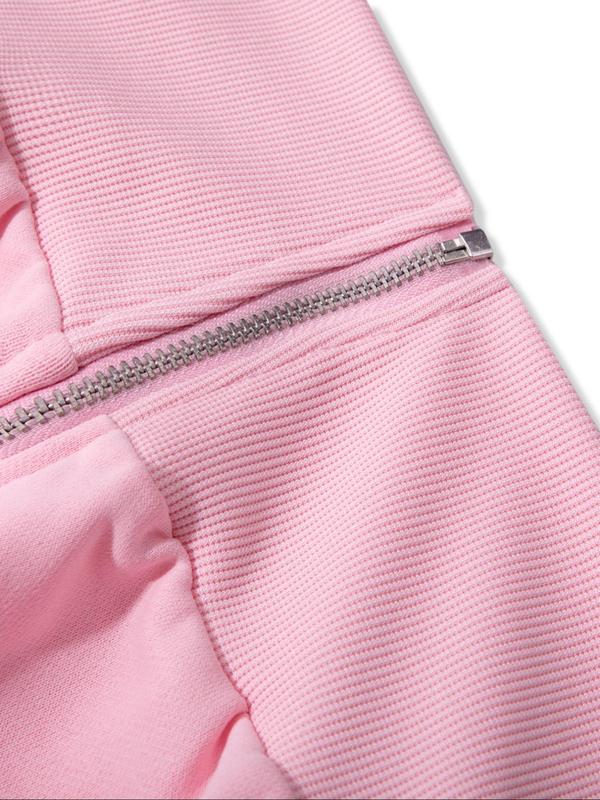 Women's Solid Zip Up Crop Hooded Jacket & Elastic Waist Sweatpants Two-piece Set, Casual Fashion Drop Shoulder Long Sleeve Outerwear & High Waist Trousers for Daily Outdoor Wear, Women's Clothing for Fall & Winter