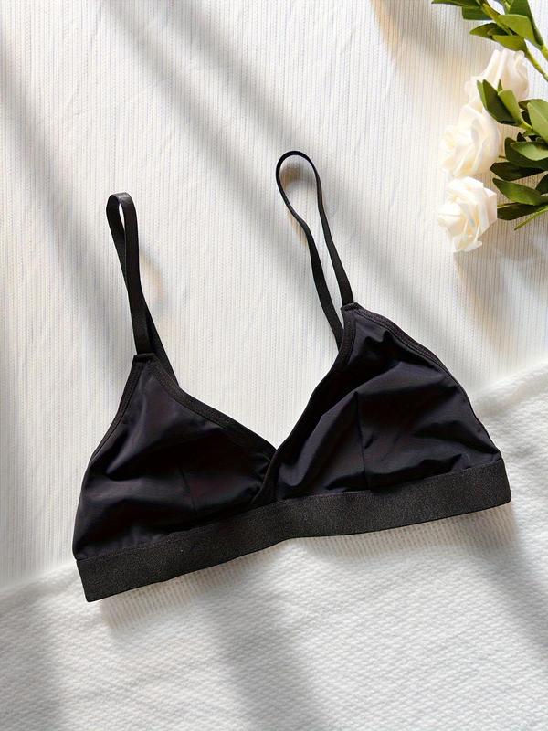 Women's Solid Wireless Bra without Chest Pad, Adjustable Strap Push Up Bra, Soft Comfortable Lingerie for All Seasons