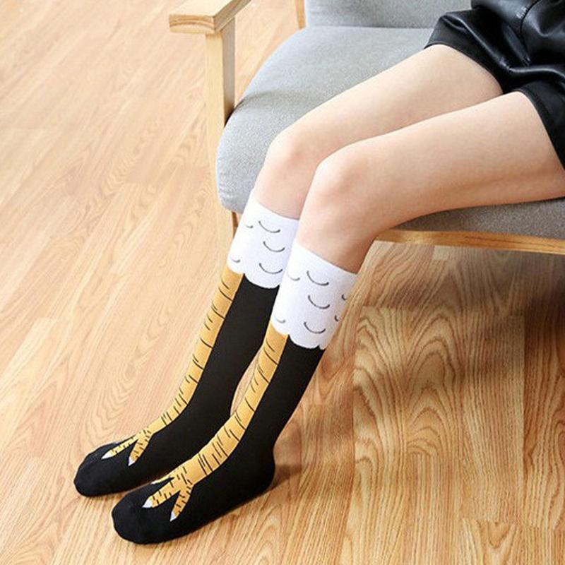 3D Novelty Funny Knee-high Chicken Leg Socks, 1 Pair Cartoon Paw Socks for Women & Men, Birthday and Holiday Party Favors, Christmas Gift