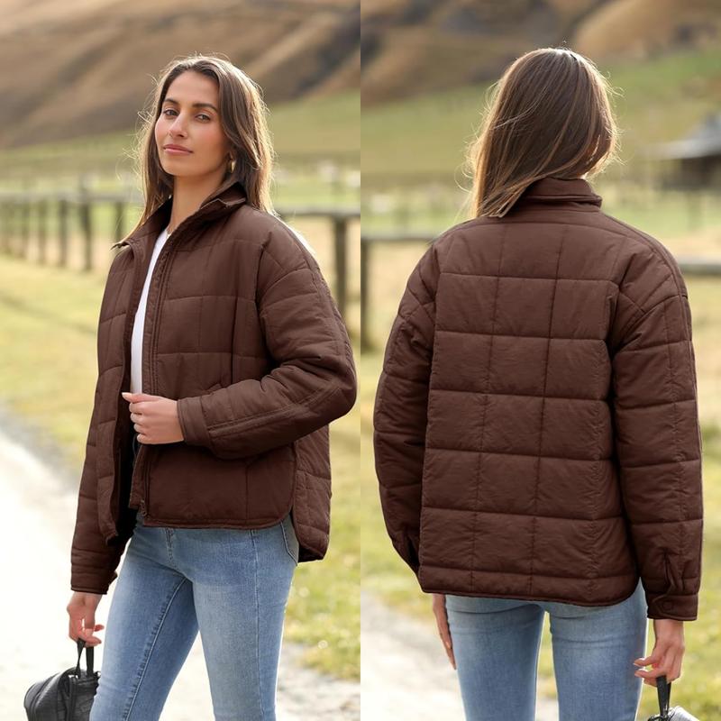 Molitree Women's Oversized Splice Quilted Lightweight Puffer Jacket Casual Padded Coat Womenswear Fashion