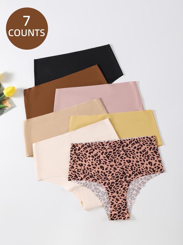 Women's 7pcs Panties, High Waist Knicker, Breathable Comfortable Panty for Daily Wear, Women's Underwear for All Seasons, Lady Womenswear