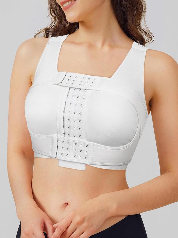 Women's Adjustable Hook & Eye Closure Wireless Bralette, Solid Color Breathable Comfortable Bralette, Women's Lingerie for All Seasons