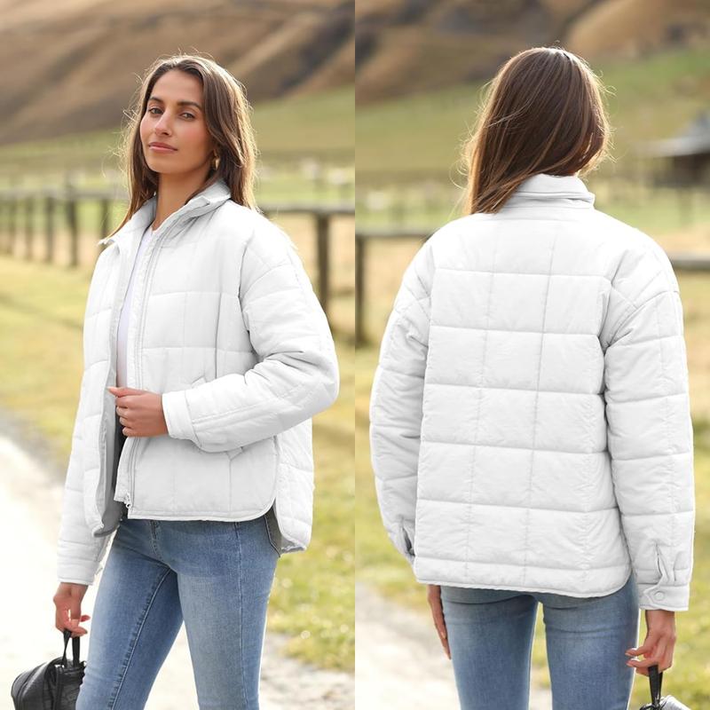 Molitree Women's Oversized Splice Quilted Lightweight Puffer Jacket Casual Padded Coat Womenswear Fashion