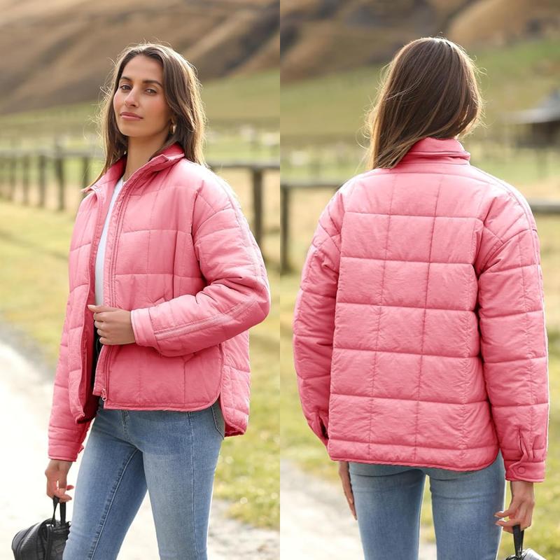 Molitree Women's Oversized Splice Quilted Lightweight Puffer Jacket Casual Padded Coat Womenswear Fashion